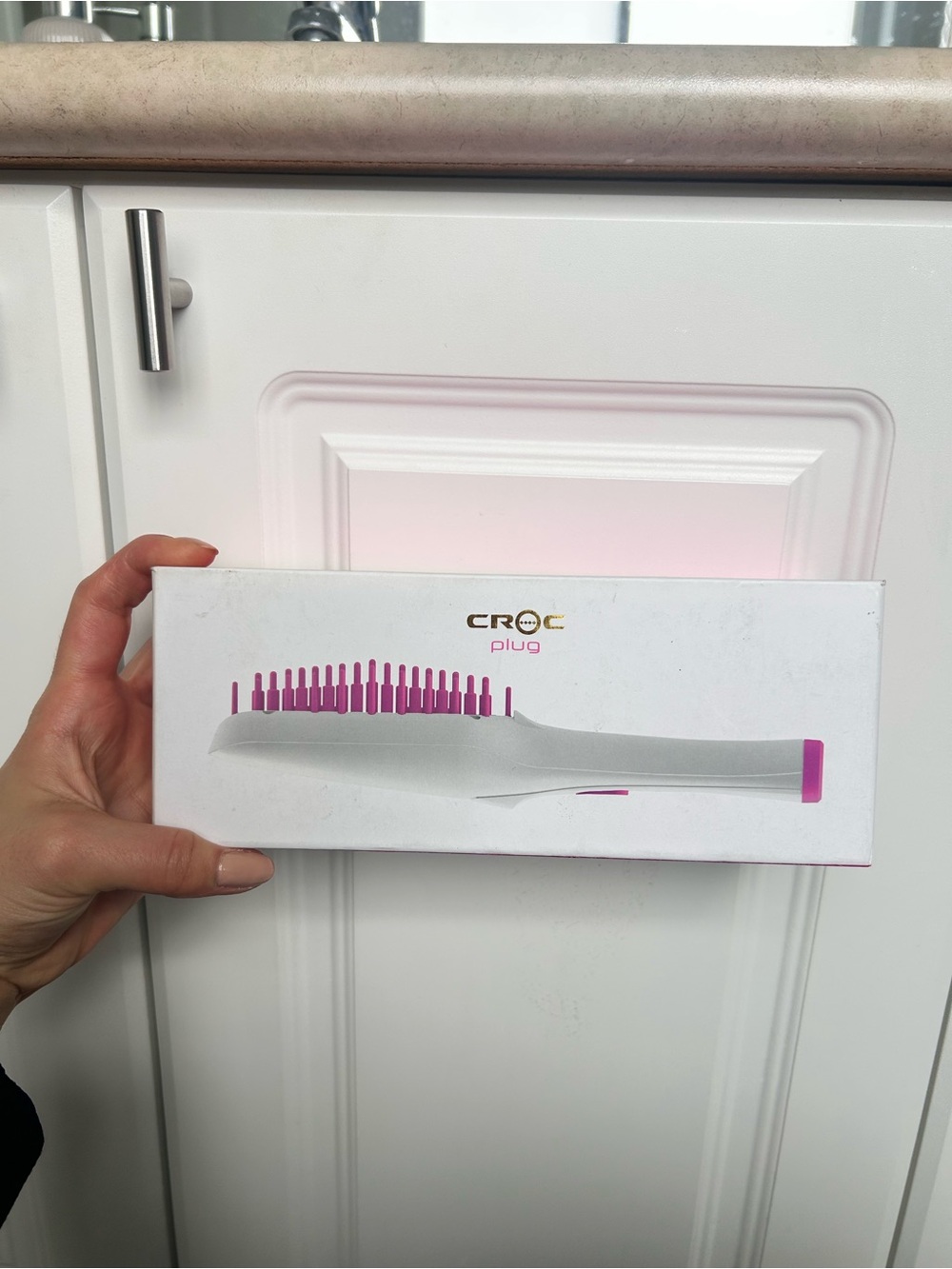 Plug Pink & White Mini Detangling Hair Brush -